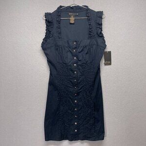 Grass Collection Dress Womens Medium Black Sleeveless Ruffle Pleated